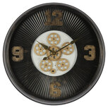 Clayre & Eef | Wandklok Zwart ø 61x11 cm / 1xAA / 1xC | 5KL0205 Clayre & Eef | Wandklok Zwart ø 61x11 cm / 1xAA / 1xC | 5KL0205