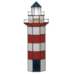 Clayre & Eef | Tiffany Tafellamp Vuurtoren Rood, Wit ø 21x56 cm E14/max 2x25W | 5LL-1166 Clayre & Eef | Tiffany Tafellamp Vuurtoren Rood, Wit ø 21x56 cm E14/max 2x25W | 5LL-1166