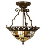 Clayre & Eef | Plafondlamp Tiffany Bruin, Beige ø 37x41 cm E14/max 2x40W | 5LL-5328 Clayre & Eef | Plafondlamp Tiffany Bruin, Beige ø 37x41 cm E14/max 2x40W | 5LL-5328