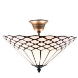 Clayre & Eef | Plafondlamp Tiffany Wit, Bruin ø 42x29 cm E14/max 2x40W | 5LL-5890 Clayre & Eef | Plafondlamp Tiffany Wit, Bruin ø 42x29 cm E14/max 2x40W | 5LL-5890