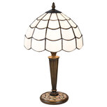 Clayre & Eef | Tiffany Tafellamp Wit, Bruin ø 25x43 cm E27/max 1x40W | 5LL-5936 Clayre & Eef | Tiffany Tafellamp Wit, Bruin ø 25x43 cm E27/max 1x40W | 5LL-5936