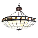 Clayre & Eef | Plafondlamp Tiffany Creme, Bruin ø 57x125 cm E27 / max 3x60W | 5LL-6127 Clayre & Eef | Plafondlamp Tiffany Creme, Bruin ø 57x125 cm E27 / max 3x60W | 5LL-6127