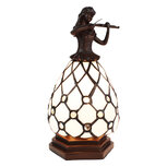 Clayre & Eef | Tiffany Tafellamp Vrouw Wit, Bruin 12x12x25 cm E14/max 1x25W | 5LL-6233 Clayre & Eef | Tiffany Tafellamp Vrouw Wit, Bruin 12x12x25 cm E14/max 1x25W | 5LL-6233
