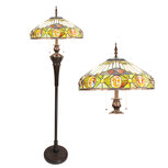 Clayre & Eef | Tiffany Vloerlamp Creme, Geel, Blauw ø 51x166 cm E27/max 3x60W | 5LL-6292 Clayre & Eef | Tiffany Vloerlamp Creme, Geel, Blauw ø 51x166 cm E27/max 3x60W | 5LL-6292