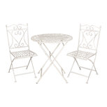 Clayre & Eef | Bistroset Bistrotafel Bistrostoel 3-delig Wit ø 70x75 / 40x47x94 cm (2) | 5Y0127 Clayre & Eef | Bistroset Bistrotafel Bistrostoel 3-delig Wit ø 70x75 / 40x47x94 cm (2) | 5Y0127