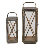 Clayre & Eef | Lantaarns Set van 2 Koperkleurig 21x21x55 / 16x16x41 cm | 5Y3479 Clayre & Eef | Lantaarns Set van 2 Koperkleurig 21x21x55 / 16x16x41 cm | 5Y3479