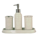 Clayre & Eef | Badkamerset Set van 4 Beige 26x10x2 / ø 6x21 / ø 6x11 / ø 6x11 cm | 60562 Clayre & Eef | Badkamerset Set van 4 Beige 26x10x2 / ø 6x21 / ø 6x11 / ø 6x11 cm | 60562