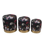 Clayre & Eef | Hocker Set van 3 Zwart ø 40x45 / ø 35x40 / ø 30x35 cm | 64729 Clayre & Eef | Hocker Set van 3 Zwart ø 40x45 / ø 35x40 / ø 30x35 cm | 64729