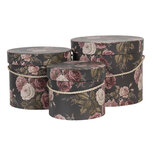 Clayre & Eef | Hoedendoos Set van 3 Zwart, Roze ø 23x19 / ø 20x17 / ø 17x14 cm | 64747 Clayre & Eef | Hoedendoos Set van 3 Zwart, Roze ø 23x19 / ø 20x17 / ø 17x14 cm | 64747