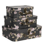 Clayre & Eef | Decoratie koffer Set van 3 Zwart 30x21x9/25x18x9/20x16x8 cm | 64754 Clayre & Eef | Decoratie koffer Set van 3 Zwart 30x21x9/25x18x9/20x16x8 cm | 64754