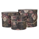 Clayre & Eef | Hoedendoos Set van 3 Zwart ø 23x20 / ø 20x17 / ø 17x14 cm | 65011 Clayre & Eef | Hoedendoos Set van 3 Zwart ø 23x20 / ø 20x17 / ø 17x14 cm | 65011