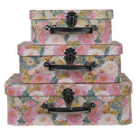 Clayre & Eef | Decoratie koffer Set van 3 Roze 30x22x10/25x19x9/20x16x8 cm | 65015 Clayre & Eef | Decoratie koffer Set van 3 Roze 30x22x10/25x19x9/20x16x8 cm | 65015