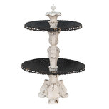 Clayre & Eef | Etagère 2 laags Zwart, Wit ø 39x59 cm | 65103 Clayre & Eef | Etagère 2 laags Zwart, Wit ø 39x59 cm | 65103
