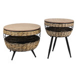 Clayre & Eef | Bijzettafel set van 2 Bruin, Zwart ø 50x40 / ø 40x49 cm | 65112 Clayre & Eef | Bijzettafel set van 2 Bruin, Zwart ø 50x40 / ø 40x49 cm | 65112