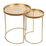 Clayre & Eef | Bijzettafel Set van 2 Goudkleurig ø 40x50 / ø 30x45 cm | 65145 Clayre & Eef | Bijzettafel Set van 2 Goudkleurig ø 40x50 / ø 30x45 cm | 65145