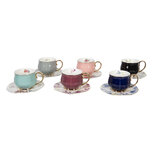 Clayre & Eef | Kop en schotel Set van 6 Meerkleurig 12x8x7 cm / ø 15x2 cm / 250 ml | 6CE1242 Clayre & Eef | Kop en schotel Set van 6 Meerkleurig 12x8x7 cm / ø 15x2 cm / 250 ml | 6CE1242