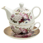 Clayre & Eef | Tea for One Wit, Bruin 17x10x14 / ø 15x2 cm 400 ml / 250 ml | 6CE1288 Clayre & Eef | Tea for One Wit, Bruin 17x10x14 / ø 15x2 cm 400 ml / 250 ml | 6CE1288