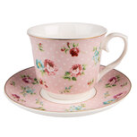 Clayre & Eef | Kop en schotel Roze 12x9x8 / ø 15x2 cm / 250 ml | 6CEKS0127 Clayre & Eef | Kop en schotel Roze 12x9x8 / ø 15x2 cm / 250 ml | 6CEKS0127
