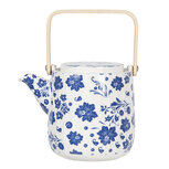 Clayre & Eef | Theepot met Filter Wit, Blauw 16x11x12/20 cm / 800 ml | 6CETE0093 Clayre & Eef | Theepot met Filter Wit, Blauw 16x11x12/20 cm / 800 ml | 6CETE0093