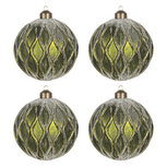 Clayre & Eef | Kerstballen Set van 4 Groen ø 9x9 cm | 6GL2704 Clayre & Eef | Kerstballen Set van 4 Groen ø 9x9 cm | 6GL2704