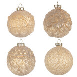 Clayre & Eef | Kerstballen set van 4 Geel ø 10x10 cm | 6GL4135 Clayre & Eef | Kerstballen set van 4 Geel ø 10x10 cm | 6GL4135