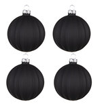 Clayre & Eef | Kerstballen set van 4 Zwart ø 8x8 cm | 6GL4164 Clayre & Eef | Kerstballen set van 4 Zwart ø 8x8 cm | 6GL4164