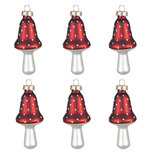 Clayre & Eef | Decoratie Hanger set van 6 Paddenstoel Rood Grijs 4x4x8 cm | 6GL4181 Clayre & Eef | Decoratie Hanger set van 6 Paddenstoel Rood Grijs 4x4x8 cm | 6GL4181