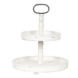 Clayre & Eef | Etagère 2 laags Wit ø 38x47 cm | 6H1917 Clayre & Eef | Etagère 2 laags Wit ø 38x47 cm | 6H1917