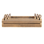 Clayre & Eef | Decoratief Dienblad Set van 3 Bruin 40x25x11 / 35x16x10 / 25x7x10 cm | 6H2007 Clayre & Eef | Decoratief Dienblad Set van 3 Bruin 40x25x11 / 35x16x10 / 25x7x10 cm | 6H2007