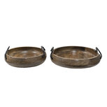 Clayre & Eef | Decoratief Dienblad set van 2 Bruin ø 36x12 / ø 29x11 cm | 6H2140 Clayre & Eef | Decoratief Dienblad set van 2 Bruin ø 36x12 / ø 29x11 cm | 6H2140