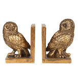 Clayre & Eef | Boekensteunen Set van 2 Uil Goudkleurig 12x8x16 cm | 6PR2653 Clayre & Eef | Boekensteunen Set van 2 Uil Goudkleurig 12x8x16 cm | 6PR2653