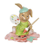 Clayre & Eef | Decoratie Beeld Pasen Konijn Bruin, Groen, Roze 15x15x15 cm | 6PR3134