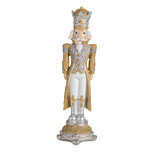 Clayre & Eef | Kerstdecoratie Beeld Notenkraker Goudkleurig, Wit ø 8x26 cm | 6PR3414 Clayre & Eef | Kerstdecoratie Beeld Notenkraker Goudkleurig, Wit ø 8x26 cm | 6PR3414