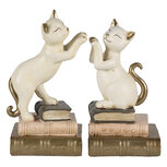 Clayre & Eef | Boekensteunen Set van 2 Kat Wit 20x8x19 cm | 6PR4624 Clayre & Eef | Boekensteunen Set van 2 Kat Wit 20x8x19 cm | 6PR4624