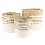 Clayre & Eef | Opbergmanden Set van 3 Beige, Wit ø 30x30 / ø 26x26 / ø 23x23 cm | 6RO0515 Clayre & Eef | Opbergmanden Set van 3 Beige, Wit ø 30x30 / ø 26x26 / ø 23x23 cm | 6RO0515