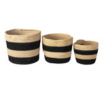 Clayre & Eef | Opbergmanden Set van 3 Zwart ø 22x19 cm | 6RO0531 Clayre & Eef | Opbergmanden Set van 3 Zwart ø 22x19 cm | 6RO0531