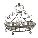 Clayre & Eef | Voerbak Hond Kat Bruin 36x18x19 cm / 2x500 ml | 6Y1404