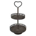 Clayre & Eef | Etagère 2 laags Zwart ø 25x47 cm | 6Y2731 Clayre & Eef | Etagère 2 laags Zwart ø 25x47 cm | 6Y2731