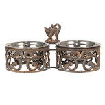 Clayre & Eef | Voerbak Kat Bruin 36x18x18 cm / 2x750 ml | 6Y3485 Clayre & Eef | Voerbak Kat Bruin 36x18x18 cm / 2x750 ml | 6Y3485