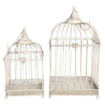 Clayre & Eef | Vogelkooi voor Binnen Set van 2 Wit 24x24x40 /18x18x32 cm | 6Y3974 Clayre & Eef | Vogelkooi voor Binnen Set van 2 Wit 24x24x40 /18x18x32 cm | 6Y3974