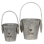 Clayre & Eef | Decoratie Emmer Set van 2 Grijs ø 20x19/36 / ø 15x15/29 cm | 6Y4174 Clayre & Eef | Decoratie Emmer Set van 2 Grijs ø 20x19/36 / ø 15x15/29 cm | 6Y4174