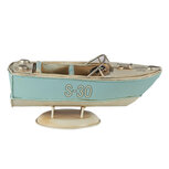 Clayre & Eef | Decoratie Miniatuur Boot Turquoise, Beige 18x8x8 cm | 6Y4610 Clayre & Eef | Decoratie Miniatuur Boot Turquoise, Beige 18x8x8 cm | 6Y4610