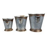 Clayre & Eef | Decoratie Emmer Set van 3 Grijs, Bruin ø 26x28 / ø 22x24 / ø 18x20 cm | 6Y4655 Clayre & Eef | Decoratie Emmer Set van 3 Grijs, Bruin ø 26x28 / ø 22x24 / ø 18x20 cm | 6Y4655