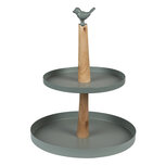 Clayre & Eef | Etagère 2 laags Grijs ø 30x36 cm | 6Y4703 Clayre & Eef | Etagère 2 laags Grijs ø 30x36 cm | 6Y4703