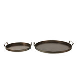Clayre & Eef | Decoratief Dienblad Set van 2 Bruin ø 47x6 / ø 32x6 cm | 6Y4987 Clayre & Eef | Decoratief Dienblad Set van 2 Bruin ø 47x6 / ø 32x6 cm | 6Y4987