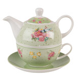 Clayre & Eef | Tea for One Groen, Beige, Roze 16x15x14 cm / 460 ml | CHBTEFO Clayre & Eef | Tea for One Groen, Beige, Roze 16x15x14 cm / 460 ml | CHBTEFO