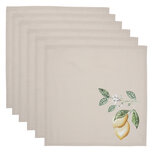 Clayre & Eef | Servetten Katoen Set van 6 Beige, Geel 40x40 cm | LEL43 Clayre & Eef | Servetten Katoen Set van 6 Beige, Geel 40x40 cm | LEL43