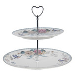 Clayre & Eef | Taartplateau op voet Wit, Roze, Blauw ø 26x25 cm | PIRET Clayre & Eef | Taartplateau op voet Wit, Roze, Blauw ø 26x25 cm | PIRET