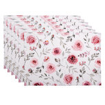 Clayre & Eef | Placemats Set van 6 Wit, Roze, Groen 48x33 cm | RUR40 Clayre & Eef | Placemats Set van 6 Wit, Roze, Groen 48x33 cm | RUR40