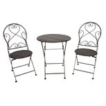Clayre & Eef | Bistroset Bistrotafel Bistrostoel 3-delig Zwart ø 60x70 / 40x40x92 cm (2) | 5Y0635 Clayre & Eef | Bistroset Bistrotafel Bistrostoel 3-delig Zwart ø 60x70 / 40x40x92 cm (2) | 5Y0635